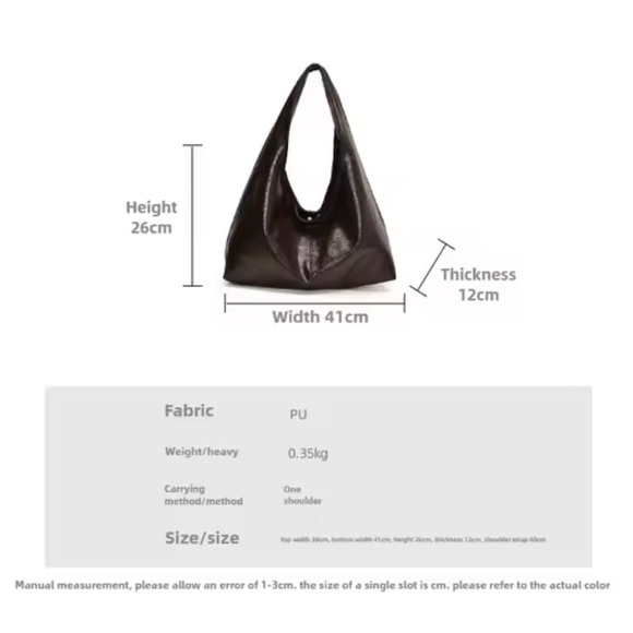 NEW - Tote Hobo Bag Coffee Color Leather Women's Shoulder Bag Bohemian Y2K Purse - Picture 2 of 6